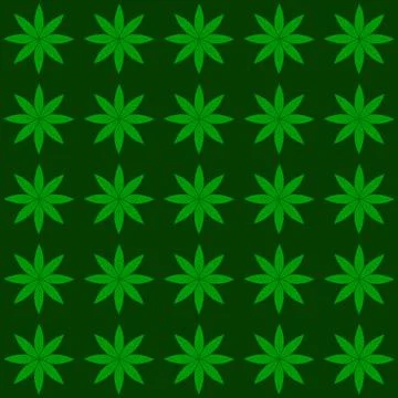 Seamless pattern with green leaves on a dark green background イラスト素材