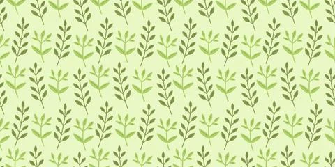 Seamless pattern with green leaves on green background vector Stock Illustration