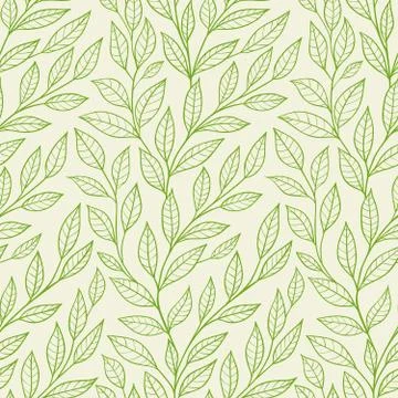 Seamless pattern with green leaves Stock Illustration