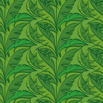 Seamless Pattern, Green Leaves Stock Illustration