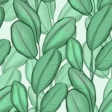 Seamless pattern with green leaves Stock Illustration