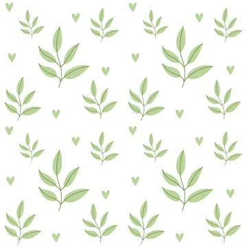 Seamless pattern with green leaves Stock Illustration