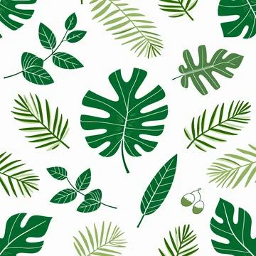 Seamless Pattern of Green Leaves Stock Illustration