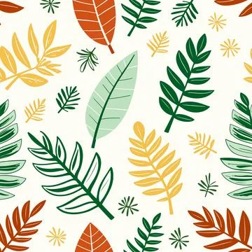 Seamless Pattern of Green Leaves Illustration