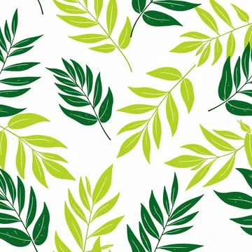Seamless Pattern of Green Leaves Illustration