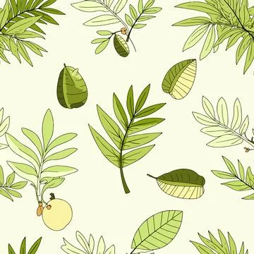 Seamless Pattern of Green Leaves 스톡 일러스트