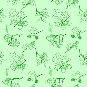 Seamless pattern of green leaves on a light green background, texture, design Stock Illustration