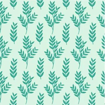 Seamless pattern with green leaves on a light background. Floral pattern. V.. Stock Illustration