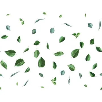 Seamless pattern with green leaves. Spring or summer stylized foliage. 스톡 일러스트