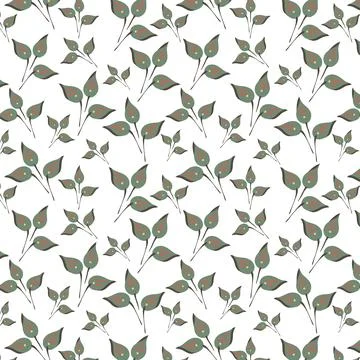 Seamless pattern of green leaves in the style of Russian folk. 스톡 일러스트