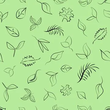 Seamless pattern of green leaves symbolizing eco, green energy, ecology. Vector Stock Illustration