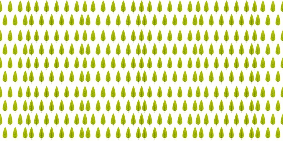 Seamless pattern of green leaves of a tree on a white background, isolate Stock Illustration