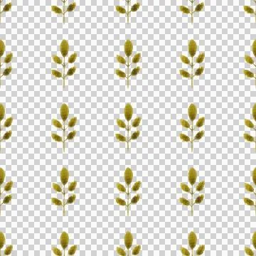 Seamless pattern of green leaves, twigs, hand drawn watercolor on white Illustrazione stock