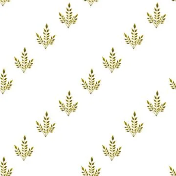 Seamless pattern of green leaves, twigs, hand drawn watercolor on white 스톡 일러스트