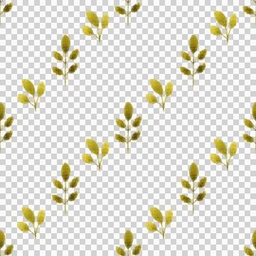 Seamless pattern of green leaves, twigs, hand drawn watercolor on white 스톡 일러스트