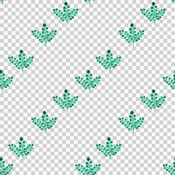 Seamless pattern of green leaves, twigs, hand drawn watercolor on white Illustrazione stock