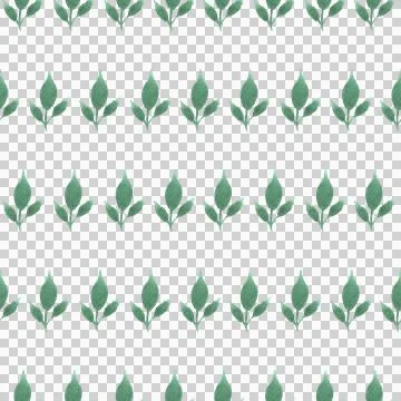 Seamless pattern of green leaves, twigs, hand drawn watercolor on white 스톡 일러스트
