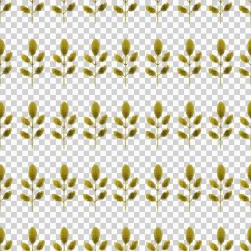 Seamless pattern of green leaves twigs hand drawn watercolor on white background Illustrazione stock