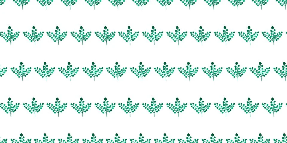 Seamless pattern of green leaves, twigs, hand drawn watercolor on white Illustrazione stock
