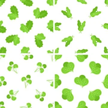 Seamless pattern with green leaves of various shapes creating a vibrant Illustrazione stock