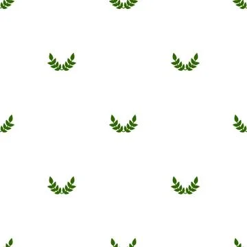 Seamless pattern with green leaves on white background. Vector illustration. Stock Illustration