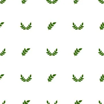 Seamless pattern with green leaves on white background. Vector illustration. Stock Illustration