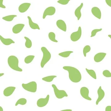 Seamless pattern Green leaves White background Spring bloom Simple ornament Stock Illustration
