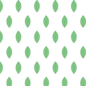 Seamless pattern of green leaves on white background Stock Illustration