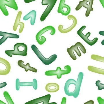 Seamless pattern with green letters. Wallpaper with ABC. Illustrazione stock