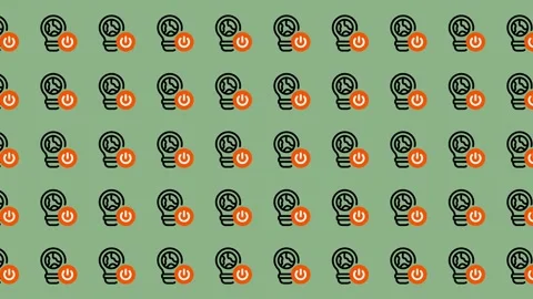 Seamless Pattern of Green Lightbulbs with Power Symbol on Light Green Backg.. Stock Footage 325385926