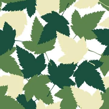 Seamless pattern with green maple leaves. Fabric texture. Fall season. Autumn Stock Illustration