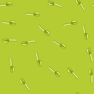 Seamless pattern Green measuring scoop kitchen tool for cooking Stock Illustration