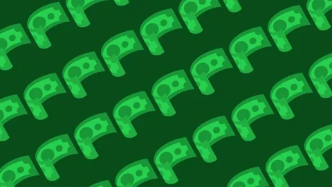 Seamless pattern with green money bill icons in a background animation Stock Footage 329634337