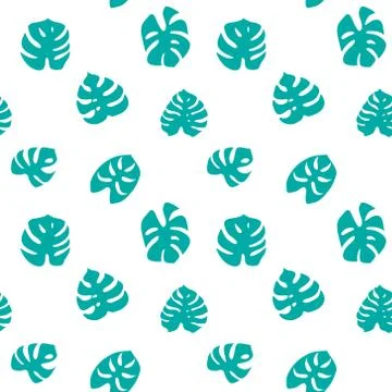 Seamless pattern with green monstera leaves Stock Illustration