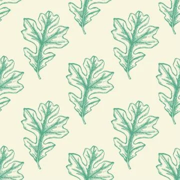 Seamless pattern with green oak leaves. Stock Illustration