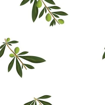 Seamless pattern with green olive tree and squares Stock Illustration