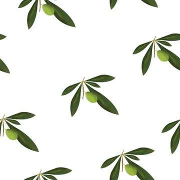 Seamless pattern with green olive tree vector - floral pattern イラスト素材