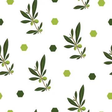 Seamless pattern with green olive trees vector - floral pattern Illustrazione stock