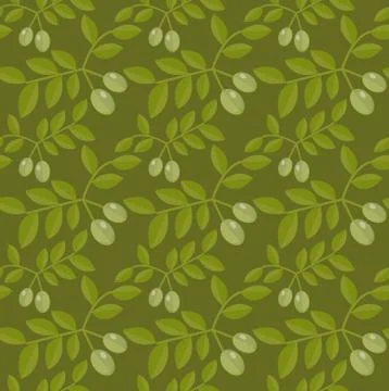 Seamless pattern Green olives, Olive endless background, texture, wallpaper Stock Illustration