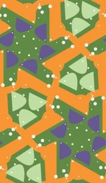 Seamless Pattern of Green on Orange Stock Illustration