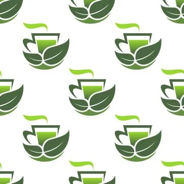 Seamless pattern of green organic tea Stock Illustration