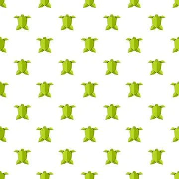 Seamless pattern with green origami paper turtles イラスト素材