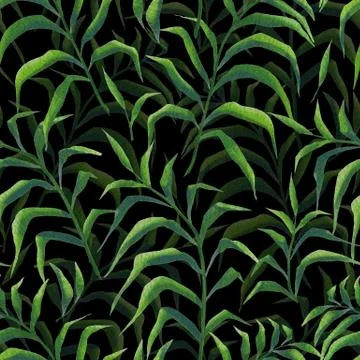 Seamless pattern. Green palm leaves Stock Illustration
