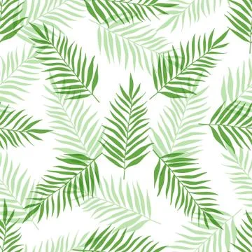 Seamless pattern with green palm leaves Stock Illustration