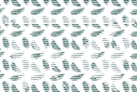 Seamless Pattern Of Green Palm Leaves On A White Background Stock Illustration