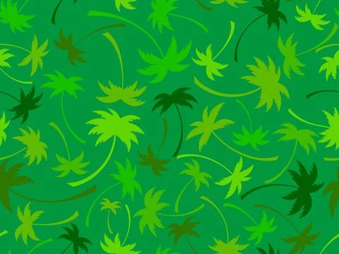 Seamless pattern with green palm trees. Summer time, wallpaper with tropica.. Stock Illustration