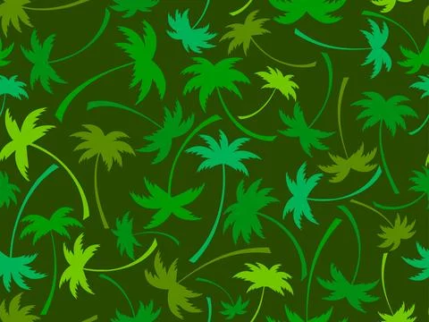 Seamless pattern with green palm trees. Summer time, wallpaper with tropica.. Stock Illustration