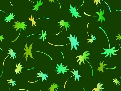 Seamless pattern with green palm trees. Summer time, wallpaper with tropica.. Stock Illustration