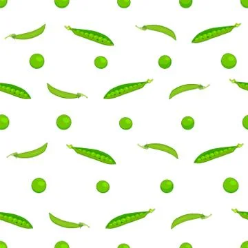 Seamless pattern with green pea isolated on white background. Stock Illustration