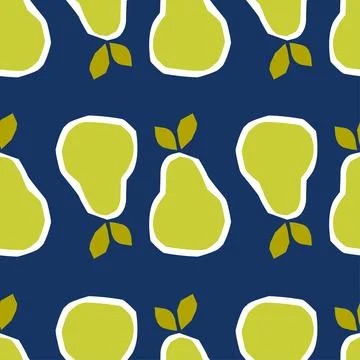 Seamless pattern with green pears Stock Illustration